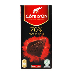 比利时进口零食 克特多金象巧克力 70%可可黑巧克力排块装 100g