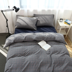 床上四件套全棉1.51.8m2.0米双人全棉床单纯棉床品无印千鸟格加厚