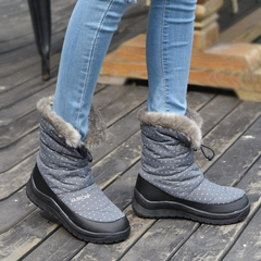 冬季新款防滑保暖低筒雪地靴百搭时尚韩版可爱圆点雪地靴女