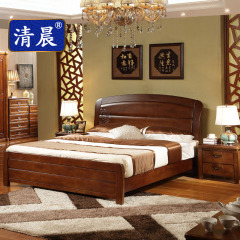 清晨  双人床 橡木床 全实木现代中式床1.8米橡木床