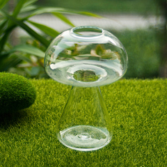 创意工艺 现代田园家居蘑菇摆件人工吹制玻璃花器水培花瓶微景观
