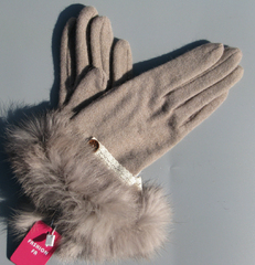 FASHION FA专柜正品2016冬新款B4022女式羊毛兔毛针织布手套多色
