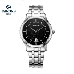 RARONE雷诺女士手表商务运动钢带表带防水日历石英表进口机芯正品
