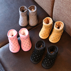 冬季新款加厚保暖女童雪地靴防滑软底宝宝学步棉靴婴幼儿童靴子
