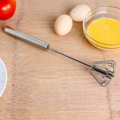美宜洁厨房小工具用品打蛋器半自动按压式不锈钢搅拌器旋转搅蛋棒