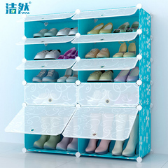 洁然简易鞋柜简约现代鞋架经济型防尘组装家用多层塑料收纳柜特价