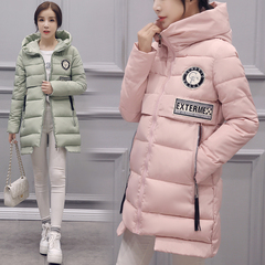 实拍2016冬季新款韩版修身棉衣女装中长款加厚棉服潮