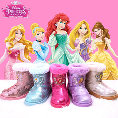 迪士尼2016新款中大童雪地靴冬季女童儿童棉鞋加厚加绒防滑短靴子