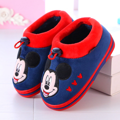 迪士尼冬季小童小孩男孩儿童包跟棉拖鞋女童防滑厚底男童宝宝拖鞋