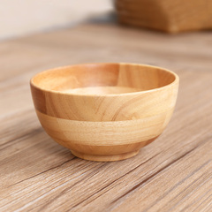 中式木碗 橡胶木厨房用品 成人儿童米饭碗 面碗 防烫实木碗