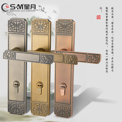 中式门锁仿古铜锁具对开门锁中式双开门锁大气房门锁室内纯铜锁芯