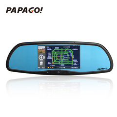 PAPAGO行车记录仪带电子狗Q10声控倒车高清智能后视镜导航一体机