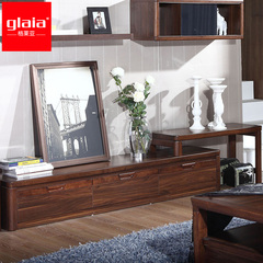 格莱亚电视柜胡桃木色简约现代北欧实木地柜客厅组合可伸缩视听柜