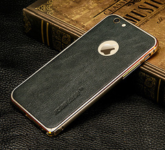 杰森克斯iphone6 plus手机壳苹果6S plus手机套金属边框真皮后盖