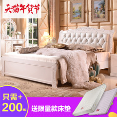 喜喜睡 床 白色欧式实木床1.5 1.8软包床现代简约婚床储物高箱床
