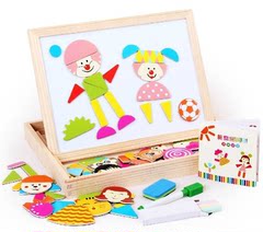 包邮智力玩具磁性拼拼乐木制玩具双面画板儿童立体拼图百变写字板