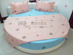 纯色圆床床笠四件套多彩纯色定做被罩枕套欧式床单 航海日记