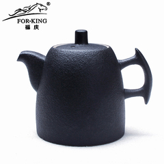 福庆 茶壶陶瓷 黑陶锈斑过滤泡茶壶功夫茶具家用粗陶大号单壶日式