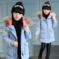女童冬装棉衣外套2016新款韩版中大童冬季中长款毛领加厚保暖棉袄