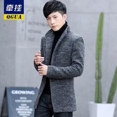 冬季韩版修身中长款加绒加厚妮子毛呢外套男羊毛呢子大衣男士风衣