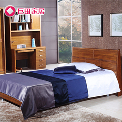 巨田家居中式实木床1.2米高箱储物双人床硬板箱体床家具1309