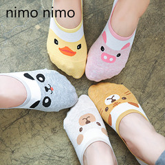nimo nimo卡通船袜女韩国春夏薄款动物图案浅口硅胶防滑隐形袜子
