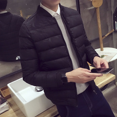 2016冬季男士立领短款外套迷彩棒球领棉衣棉服纯色韩版上衣外套