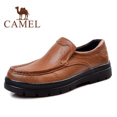 Camel骆驼春秋新款正品真皮头层皮商务休闲鞋男皮鞋套脚 A2118081