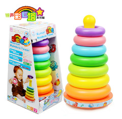 婴幼儿玩具0-1-2-3岁积木宝宝套圈启蒙益智叠叠乐彩虹塔不倒翁
