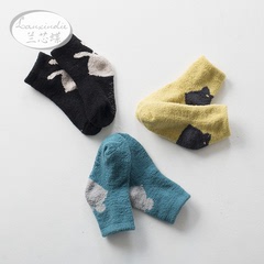 儿童袜子秋冬珊瑚绒宝宝袜子 韩版可爱婴儿袜子0-1-3岁防滑地板袜