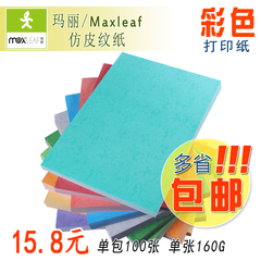 玛丽160g A4彩色打印复印纸皮纹纸 装订封面单包100张 凤尾纹折纸