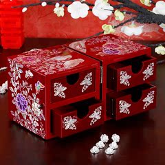 七公主 韩国公主实木质首饰盒复古螺钿漆器饰品珠宝盒新娘结婚礼
