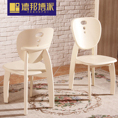 德邦博派 餐椅欧式现代简约实木餐凳新古典白色时尚椅子