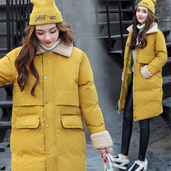 2016年冬季新款棉衣纯色韩版长袖加厚中长款修身外套