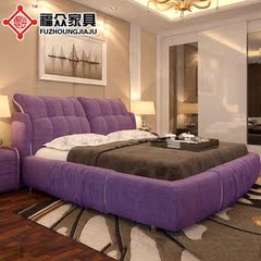 布艺床小户型双人床1.51.8米婚床现代简约布床榻榻米储物主卧软床