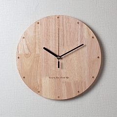 简约实木挂钟客厅大号圆形创意现代时尚钟表静音卧室木质时钟挂表