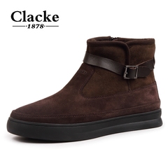 Clacke冬季英伦男款雪地靴短筒保暖靴子磨砂皮马丁靴保暖棉鞋