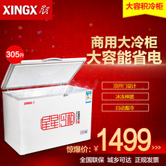 XINGX/星星BD/BC-305E大型冰柜商用家用卧式冷冻冷藏冷柜单温包邮