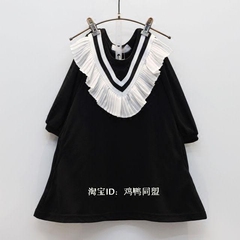 韩版童装女童2016春装新款儿童韩版雪纺领中袖5分袖亲子款连衣裙