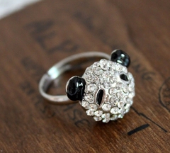 戒指女日韩国饰品时尚银色满钻卡通熊猫学生10元以下戒指满包邮