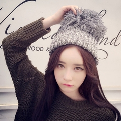 韩版潮男女冬季户外防风保暖护耳帽超大毛球球加厚针织粗毛线帽子