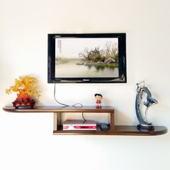 木头人榆木实木客厅墙上电视柜机顶盒架子卧室壁挂电视柜置物架