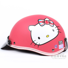 台湾进口 EVO 正版Hello Kitty 英国 亚红 电动摩托车头盔 送帽檐