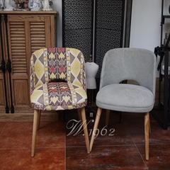 w1962出口美国宜家风北欧简约工业风kilim色实木亚麻餐椅/椅子