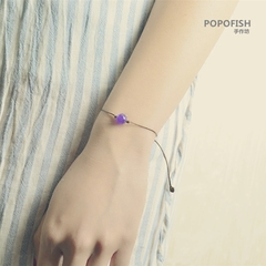 文艺天然紫水晶手绳抽绳民族女饰品礼物单颗气质包邮宝石手链