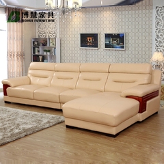 真皮沙发 头层牛皮皮沙发组合 高档红木镶边 客厅现代简约风格